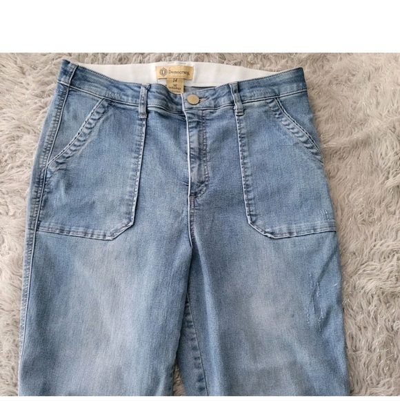 NEW Y2k Democracy Ab Solution Wide Leg Jeans Patch Pocket Stretch Medium Wash 14 - Picture 5 of 10